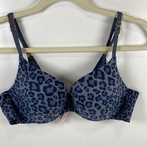 VIctoria's Secret incredible perfect‎ shape bra blue leopard print